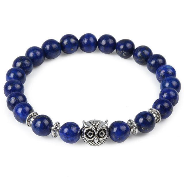 Pulsera de Yoga con cabeza de búho de piedra Natural