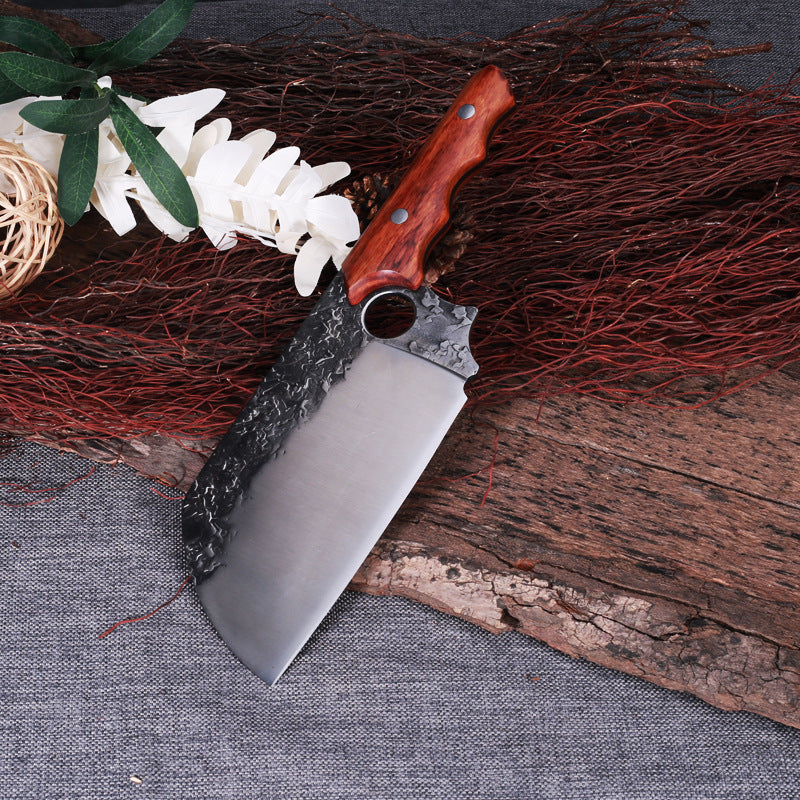 Forjado grande grueso anillo pequeño cuchillo de cocina cuchillo de corte cuchillo