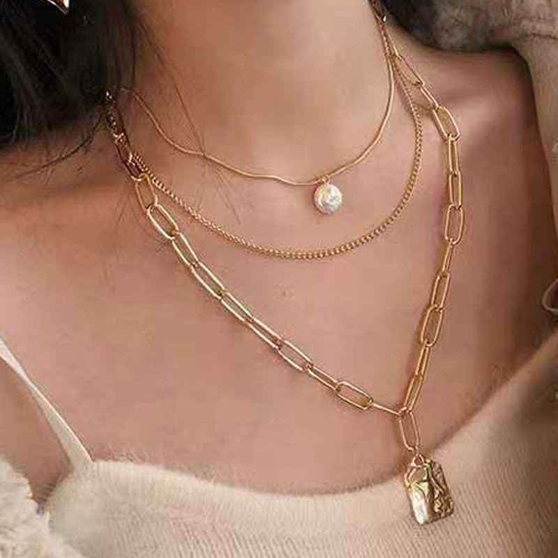 Fashion Personality New Multi-layer Moon Disc Pendant Women's Necklace