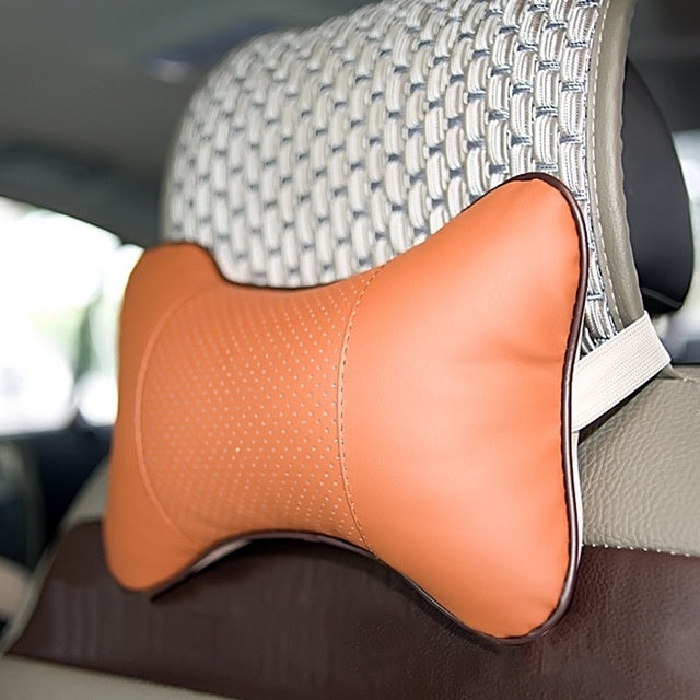 Automobile leather headrest neck protection pillow