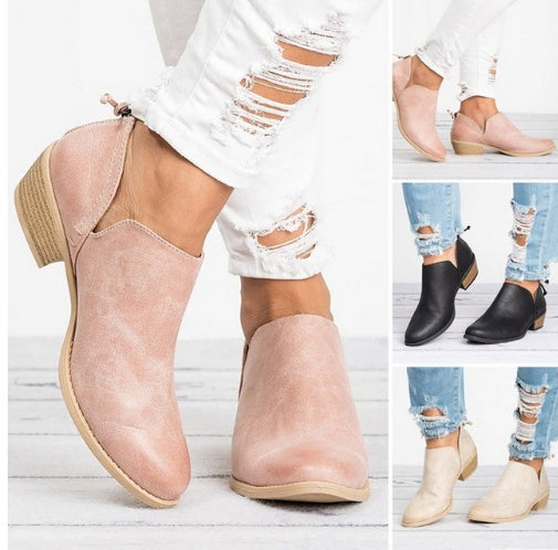 Otoño Mujer Zapatos Retro botas de tacón alto