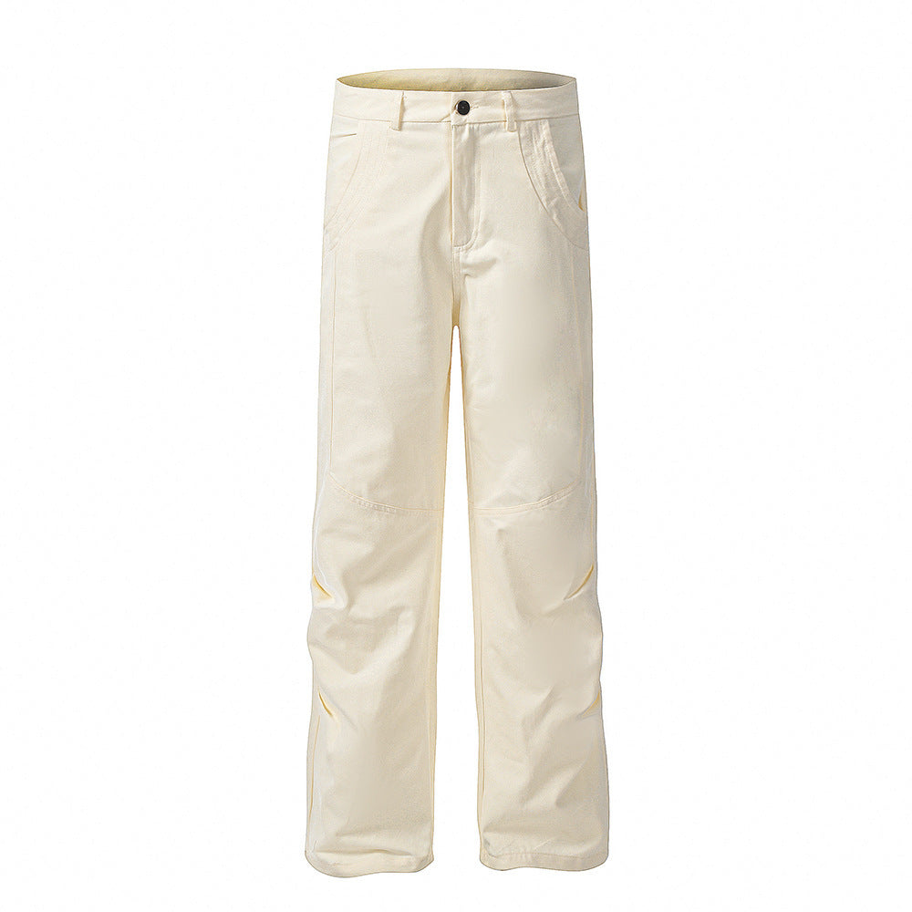 Solid Color Workwear Straight-leg Trousers Men