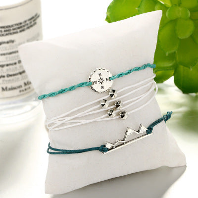 New Boho Wax Thread Beaded Hemp Rope Bracelet Set Of Three