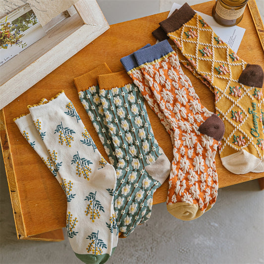 Three-dimensional Embossed Japanese Korean Version Of The Long Pile Of Socks