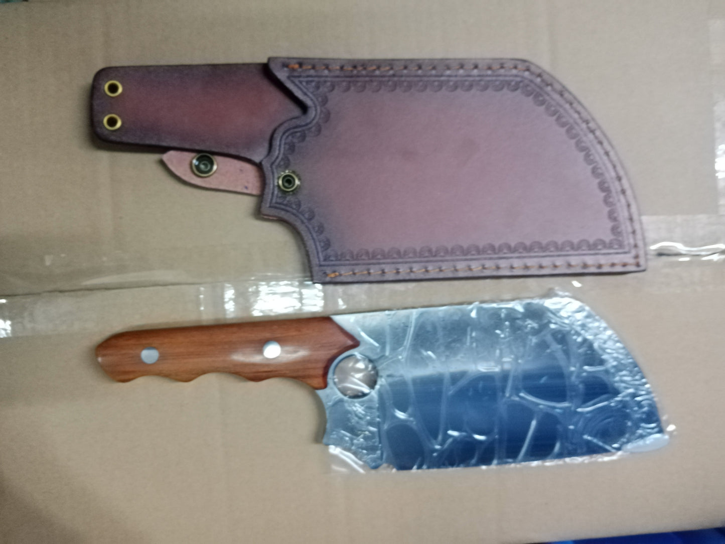 Forjado grande grueso anillo pequeño cuchillo de cocina cuchillo de corte cuchillo