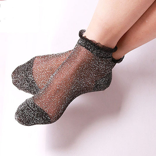 Ladies glitter lace socks