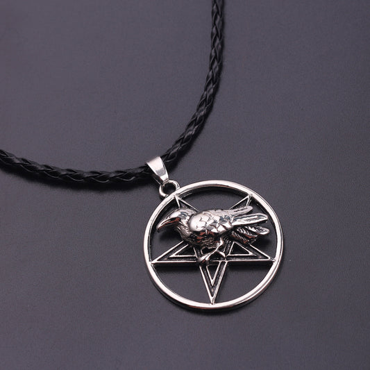 Popular Odin animal five-pointed star animal crow witchcraft necklace