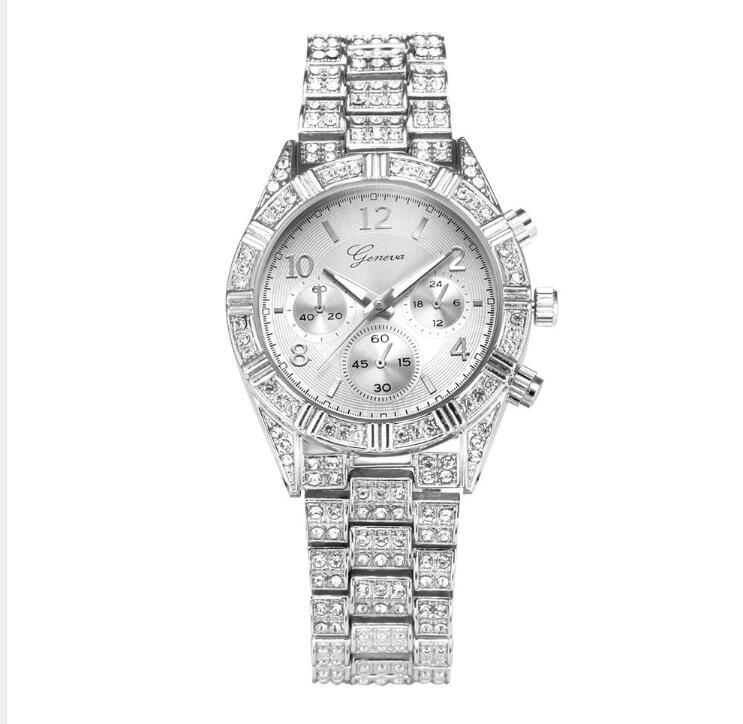 Reloj de pulsera de cristal de cuarzo para mujer reloj de pulsera de moda de acero inoxidable Geneva de lujo reloj para hombre 2021 montre para mujer relojes deportivos