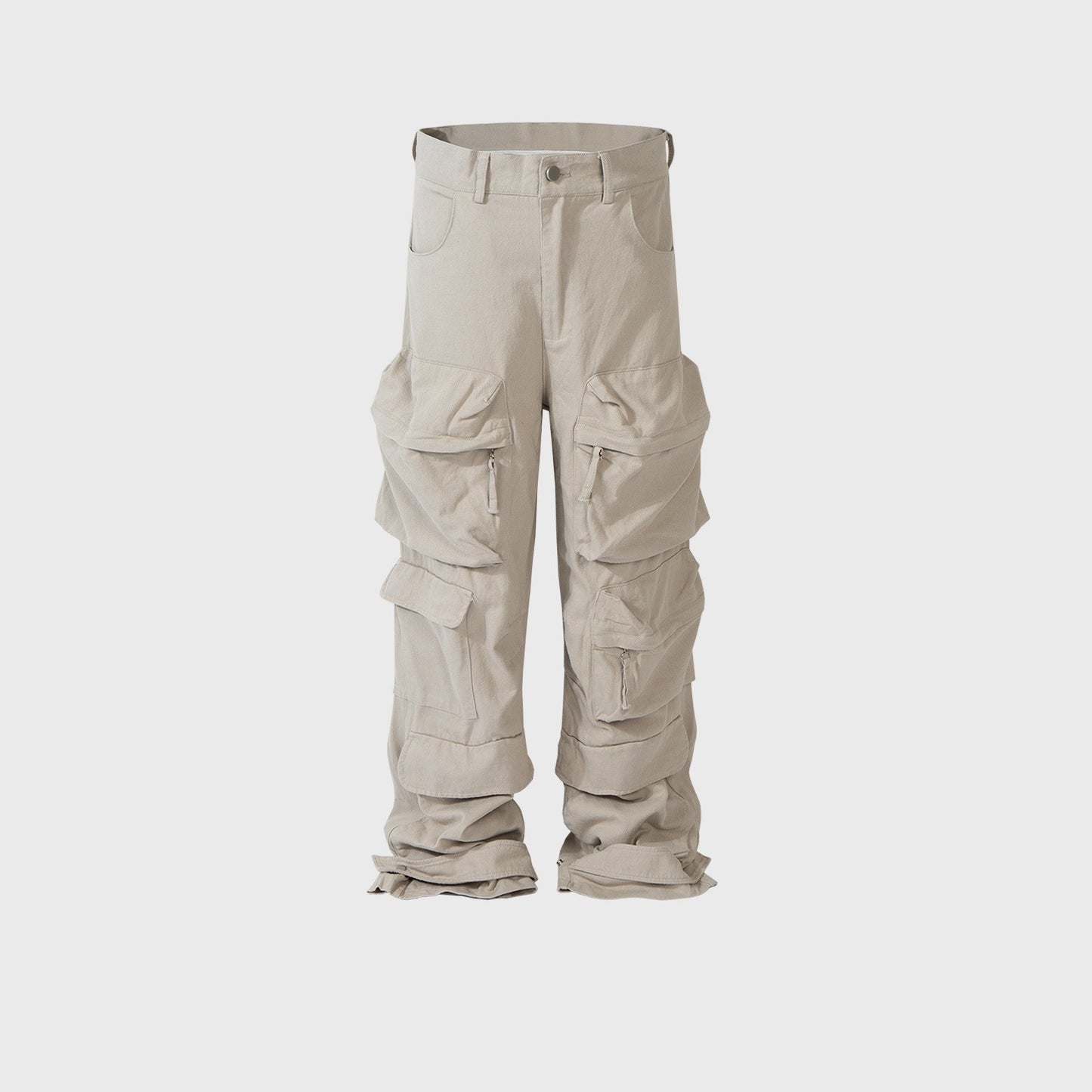 Multi-pocket Wide Leg Washed Overalls Men's And Women's Same Casual Pants