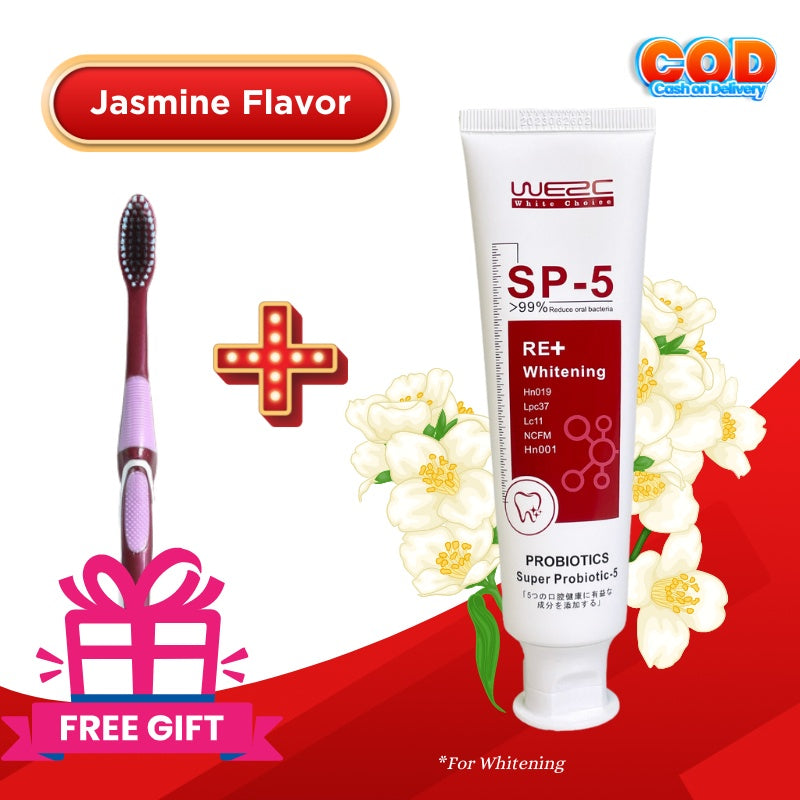 WE2C Whitening Toothpaste Teeth Cleaning Toothpaste Remove Plaque Remove Stains Oral Ordor Cleaning Bright Teeth Breath, Jasmine, Mint Gum Protection Foam Foaming SP5 Cleansing