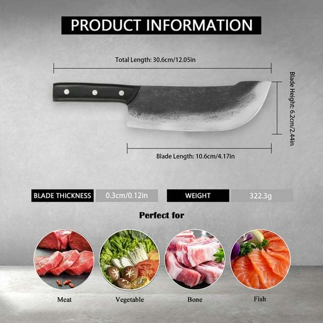 Meat Cleaver Knife-Japanese Butcher Knife Meat Cutting-Professional Chef Knife High Carbon Stainless Steel With Ergonomic Handle- Ultra Sharp Kitchen Chef Knives For Home Outdoor BBQ