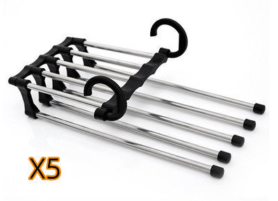 5 En 1 percha de armario multifuncional perchas de ropa pantalones de acero inoxidable mágico perchas de ropa para Perchero de ropa