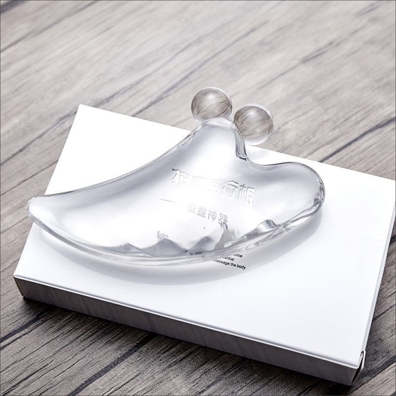 Crystal Scraping Board, Transparent Luminous Cleansing Facial Massage With Beads