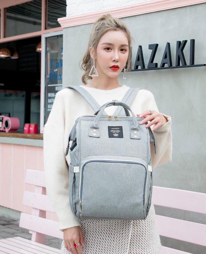 LEQUEEN bolsa de pañales de gran capacidad momia de lactancia mochilas de viaje cochecito de bebé cuidado del bebé maternidad bolso impermeable USB