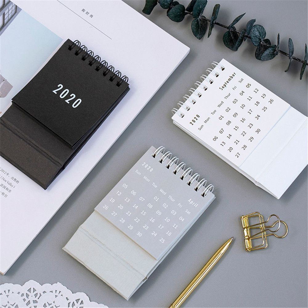 simple solid color small desk calendar