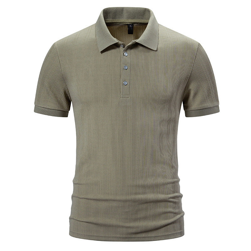 Men's Sunken Stripe Lapel Short Sleeve