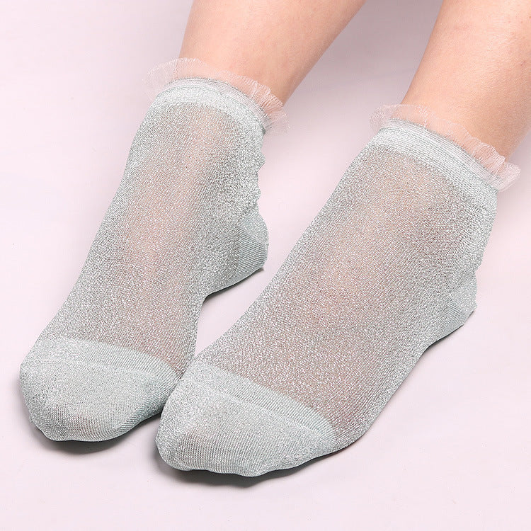 Ladies glitter lace socks