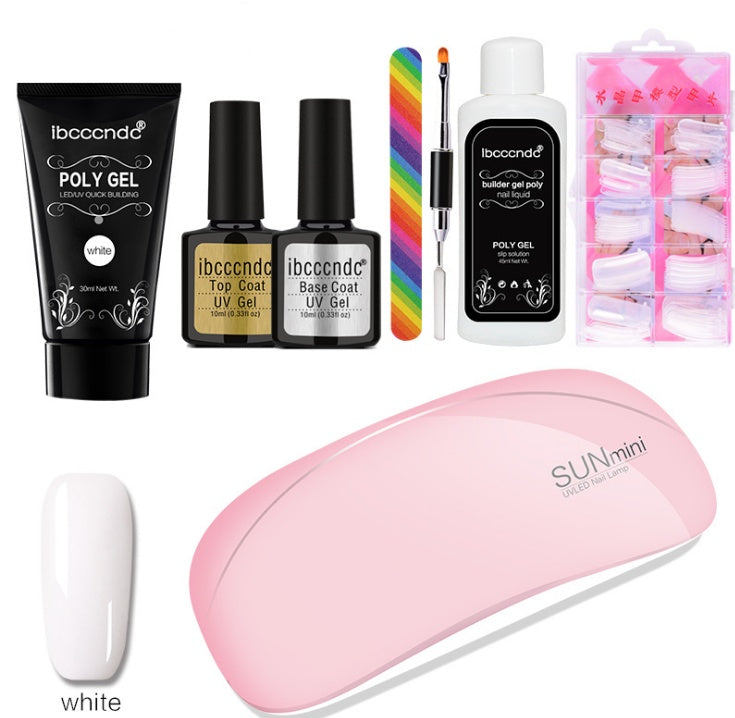 Extensión rápida e indolora del pegamento de cristal + caja de 100 piezas con cristal de uñas escalado
