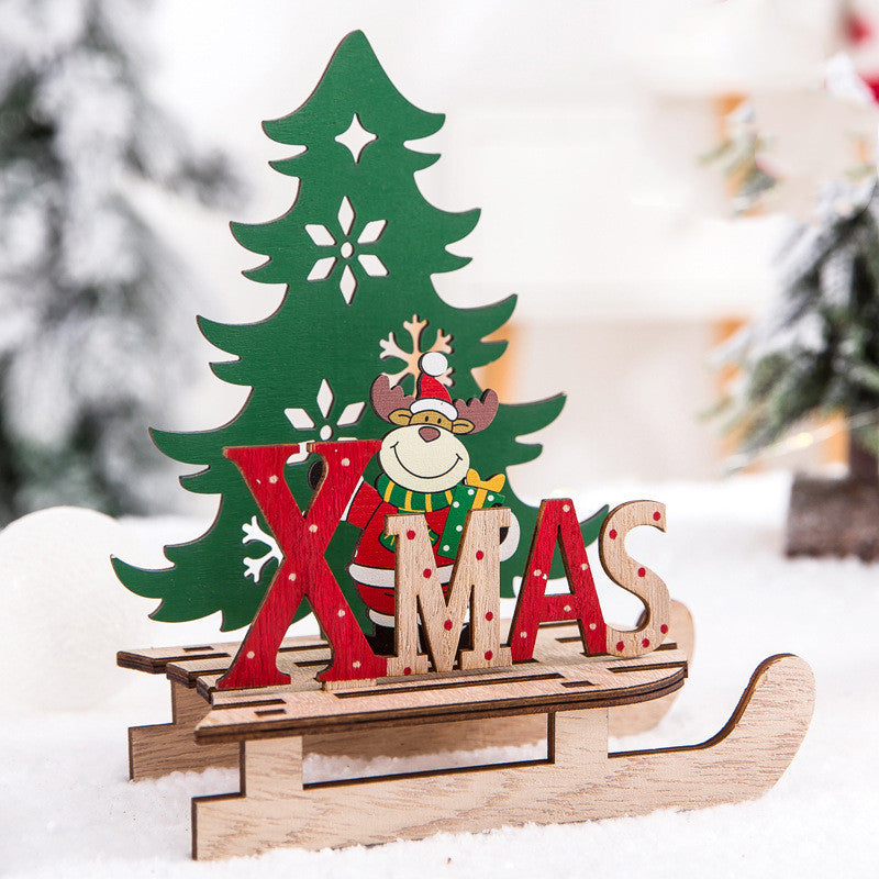 Creative Painted Wooden Assembling DIY Sled Car