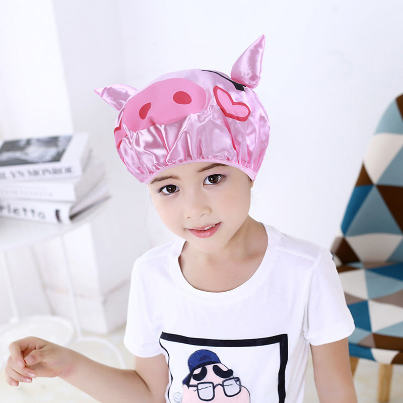 Cartoon Shower Double-layer Creative Waterproof Satin Cute Shampoo Children Shower