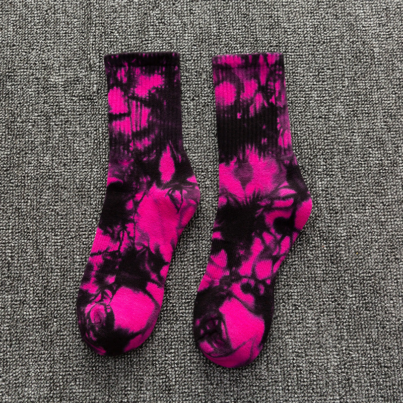 Tie Dyed Stockings Men's Medium Tube Pure Cotton Thickened