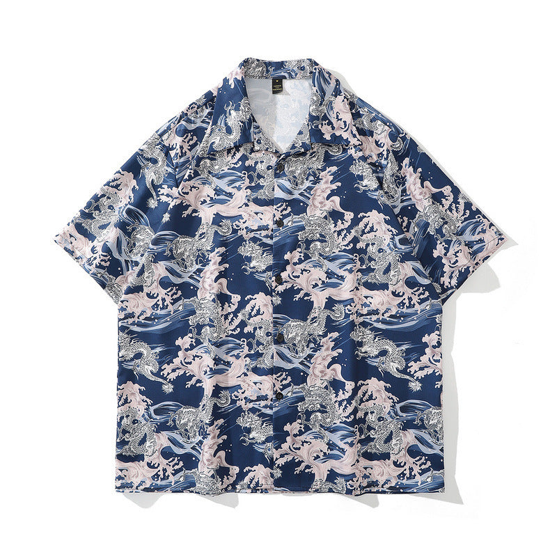 American Street Hip-hop Animal Full Print Short Sleeve Shirt Man
