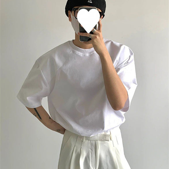 Men's Summer Cotton Short Sleeve Solid Color T-shirt