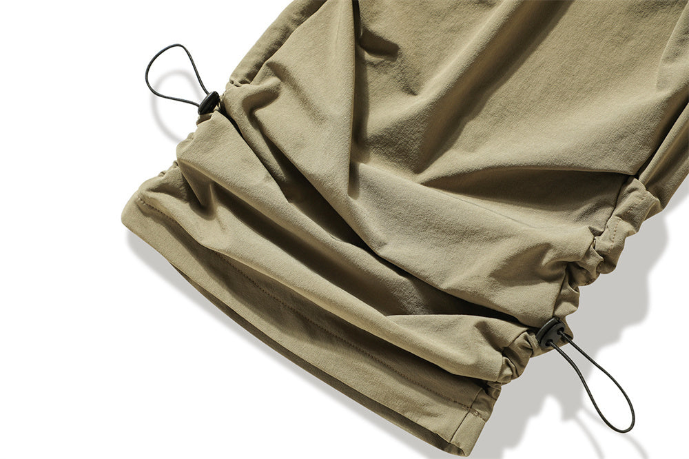 Men's Solid Color Multi-pocket Workwear Casual Wide-leg Pants