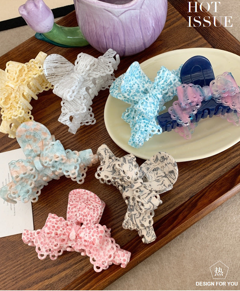 Acetate Lace Bow Barrettes Sweet Temperament Girl