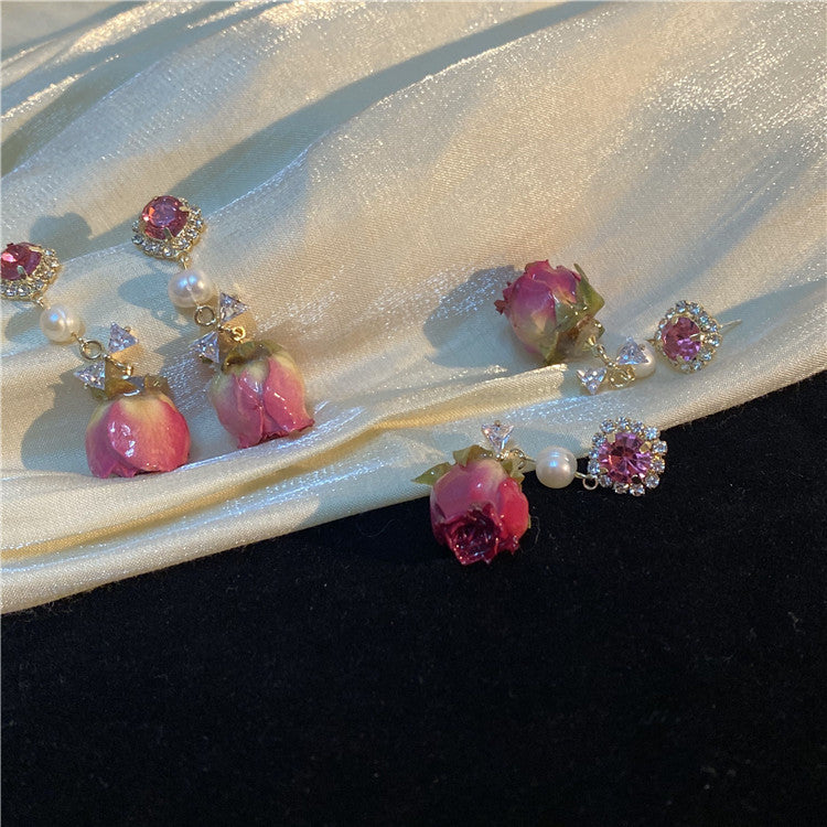 Women's Retro Natural Immortal Flower Earrings Niche Design