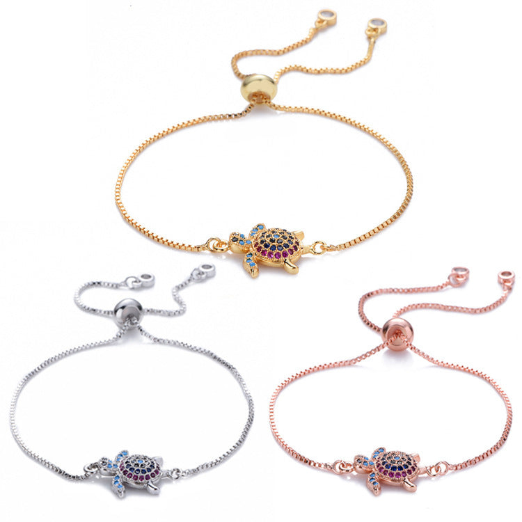 Tortuga Micro incrustaciones de color tortuga pulsera colgante