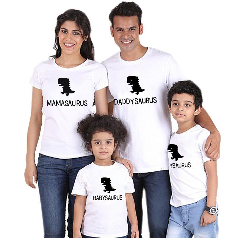 Valentine's Day Parent-child Wear Mom Dad Short Sleeve Shirt Cute Dinosaur Print Mother-child Suit Boy T Children Short Sleeve