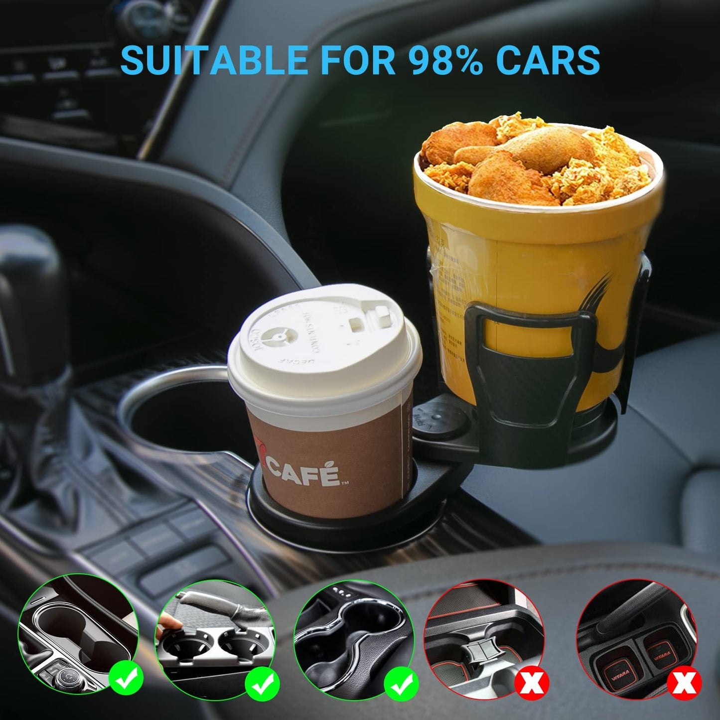Soporte para botella de beber de coche 360 grados soporte giratorio para taza de agua gafas de sol organizador de teléfono almacenamiento accesorios interiores de coche