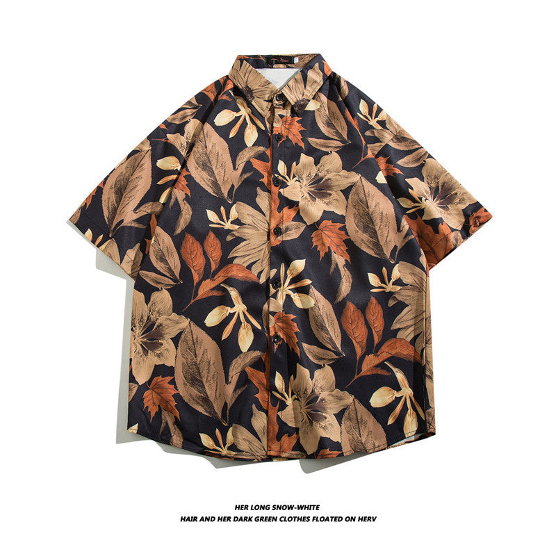 Fashionable Hawaiian Ice Silk Inch Shirt Man