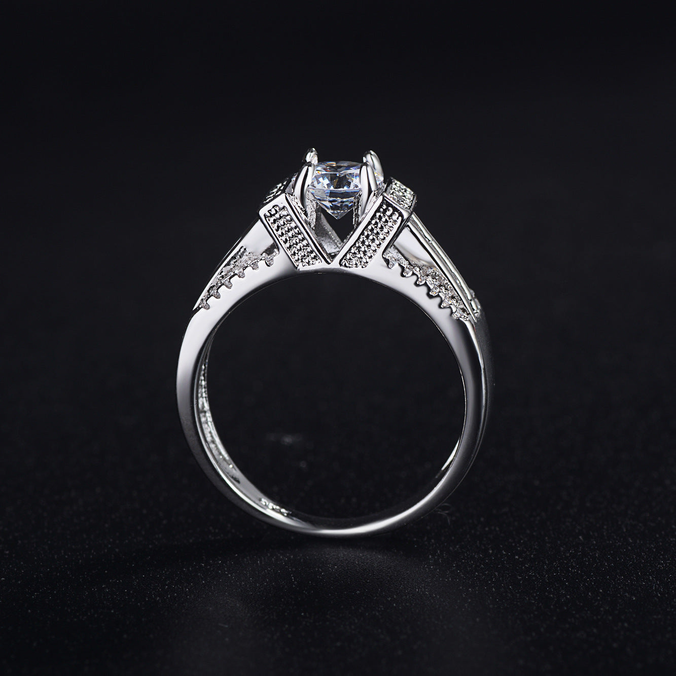 Diamante circonio geométrico vintage joyería anillo Mujer