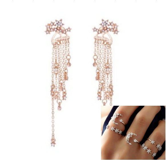 Pendientes de borla estrella brillante pendientes exquisitos colgantes en la espalda