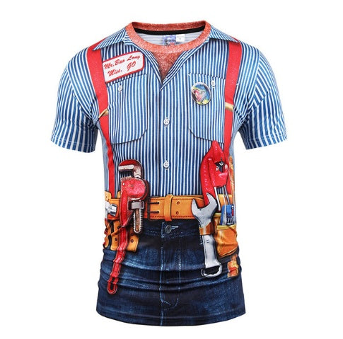 Fake Vest men short sleeve hip hop Fashion Man Slim Fit t-shirt Halloween cosplay