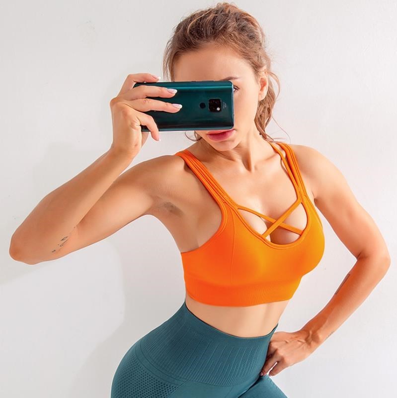Seamless beauty girl back bra cross breathable dry