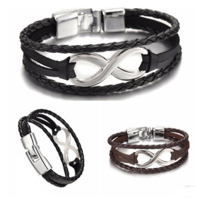 Pulsera de cuero de la figura de la suerte 8