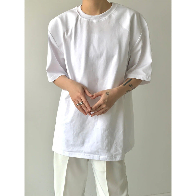 Men's Summer Cotton Short Sleeve Solid Color T-shirt