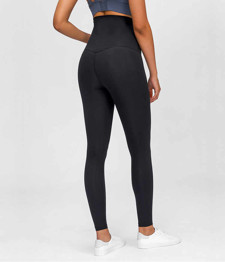 Brushed Abdomen Stretch High-waist Yoga Pants And Maternity Cropped Pants
