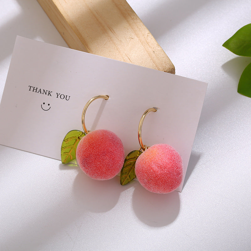 S925 Silver Needle Honey Peach Summer Girl Earrings
