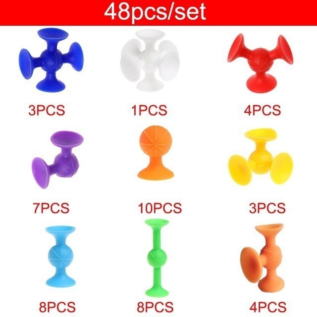 DIY Silicone Early Education Puzzle Children Education Manual Suction Cup Silicone Toy Building Block Model