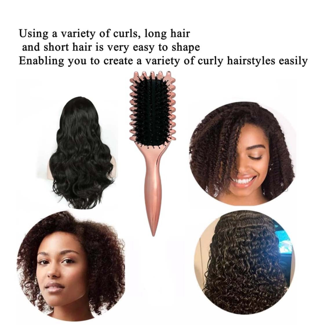 Gold Plated Curling  Brush, Curl Defining Brush, Curl Brush For Curly Hair, For Combing And Shaping Men's And Women's Curls To Reduce Pulling And Curl Separation