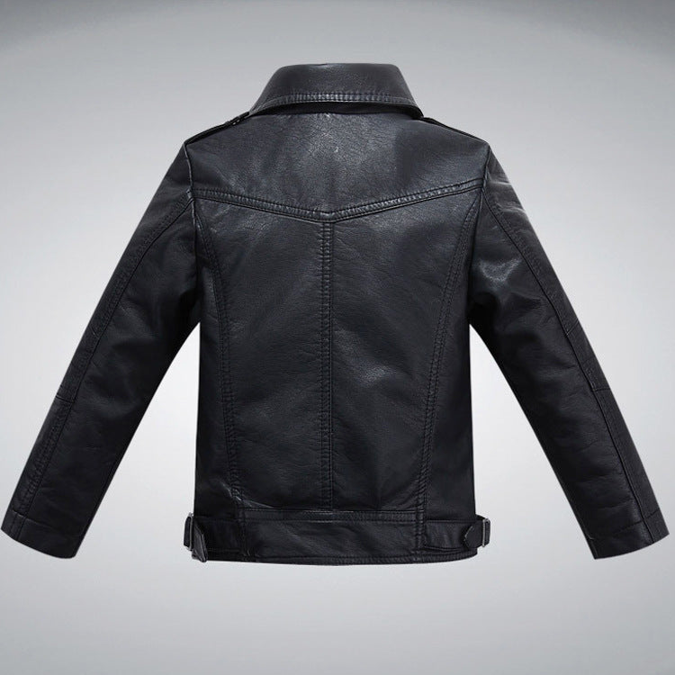 New Children PU Leather Lapel Fashion Jacket