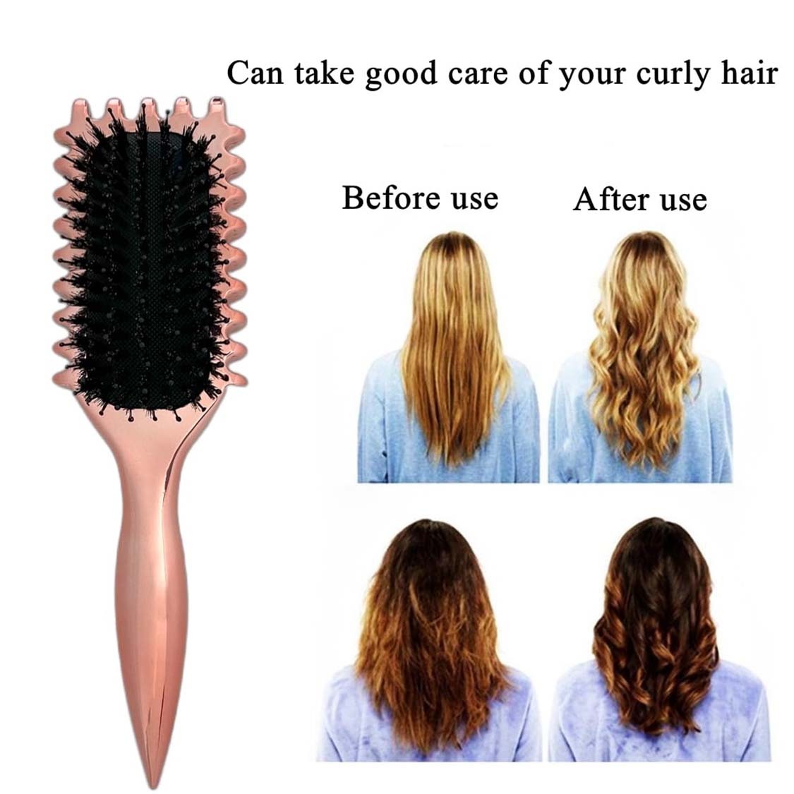 Gold Plated Curling  Brush, Curl Defining Brush, Curl Brush For Curly Hair, For Combing And Shaping Men's And Women's Curls To Reduce Pulling And Curl Separation
