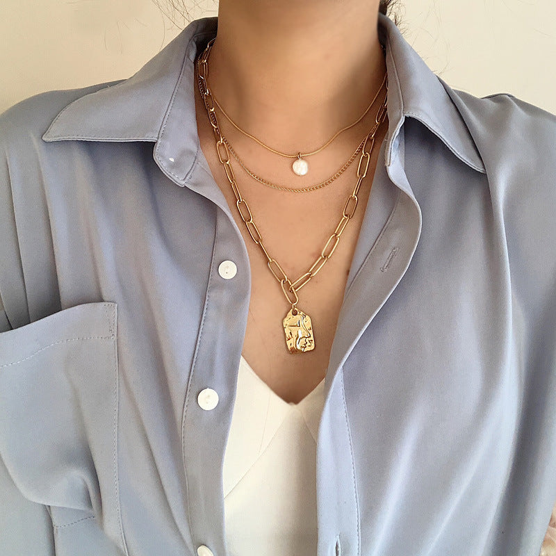 Fashion Personality New Multi-layer Moon Disc Pendant Women's Necklace