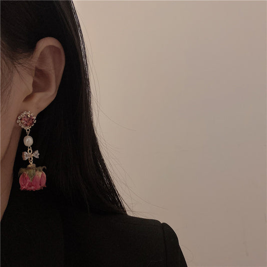 Women's Retro Natural Immortal Flower Earrings Niche Design