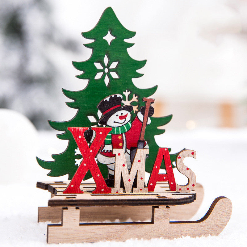 Creative Painted Wooden Assembling DIY Sled Car