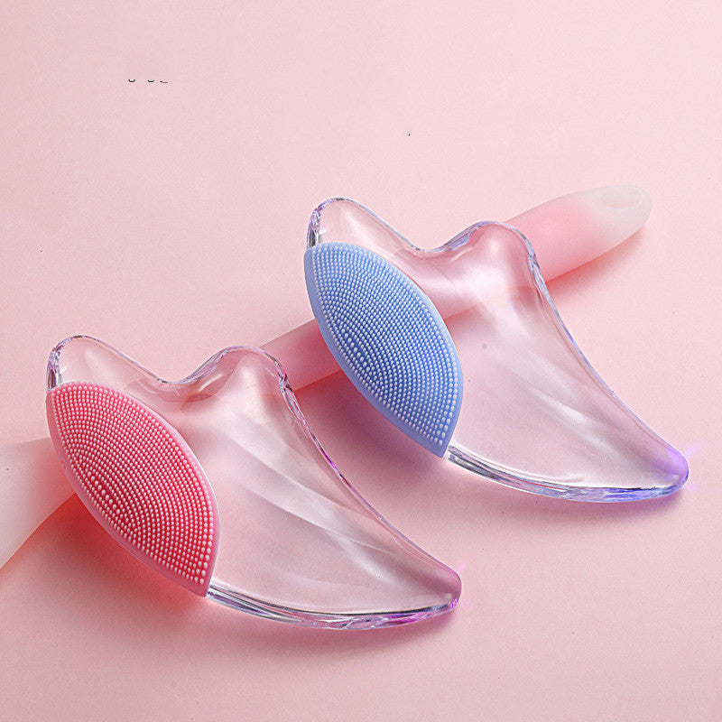 Crystal Scraping Board, Transparent Luminous Cleansing Facial Massage With Beads